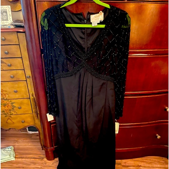 Formal Black Beaded Dress - Picture 1 of 16